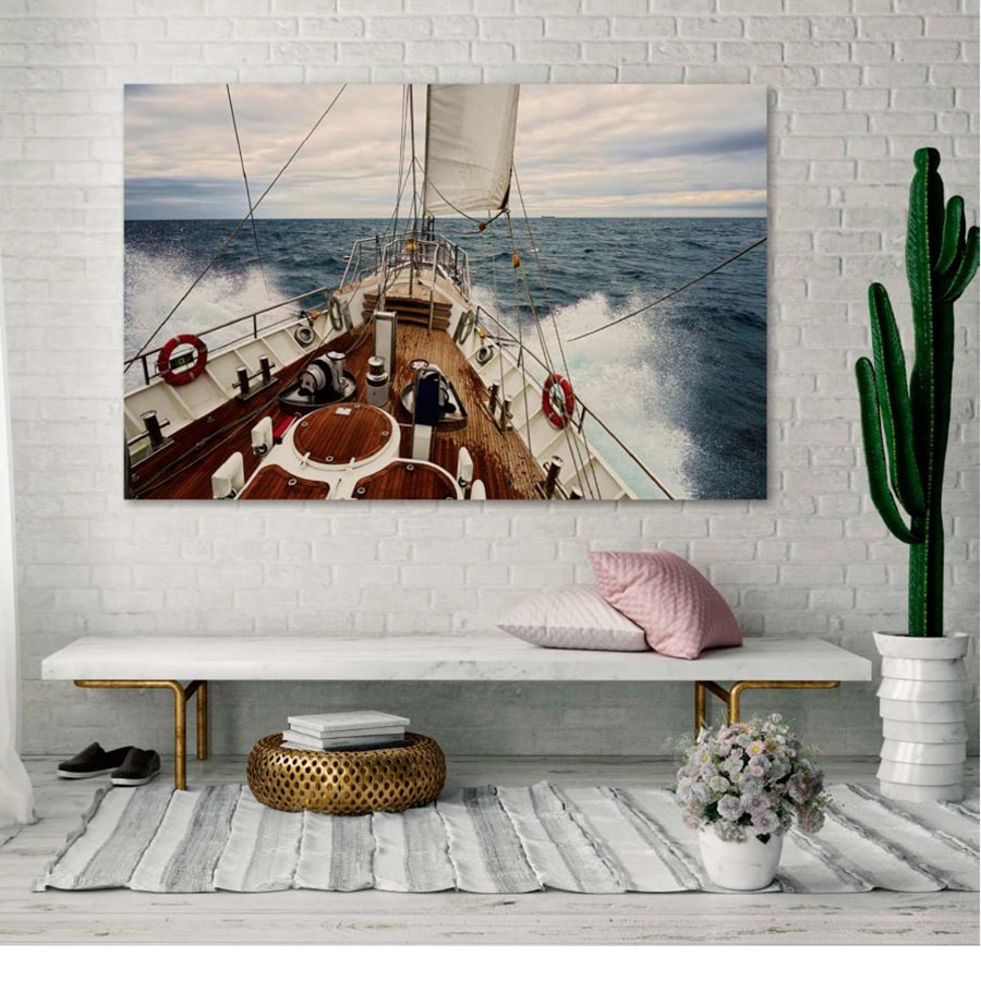 Cuadro panorámico fotográfico de mar y barco - kuadro –